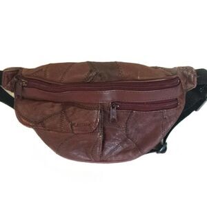 VINTAGE 80s Vegan Leather Patchwork Fanny Pack